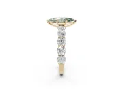 Marquise Side Stone Engagement Ring Setting for a Fancy Green Lab-Grown Diamond | Scalloped Prong Accents | Yellow Gold