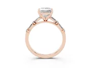 Princess Cut Baguette Side Stone Engagement Ring Setting | Alternating Accents | Rose Gold