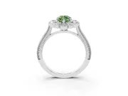 Marquise Scalloped Halo Engagement Ring Setting for a Fancy Green Lab-Grown Diamond | Milgrain Edges | Platinum