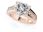 Heart-Shaped Channel-Set Engagement Ring Setting | Princess Side Stones | Rose Gold