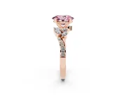 Fancy Pink Oval Cut Diamond Solitaire Ring Set in Rose gold with Marquise Twist Band and Prong Setting