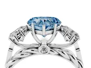 Heart-Shaped Three Stone Engagement Ring Setting for a Fancy Blue Lab-Grown Diamond | Braided Band | Platinum