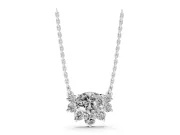 Oval Lab-Grown Diamond East-West Cluster Pendant Necklace | Graduated Accents | Sterling Silver