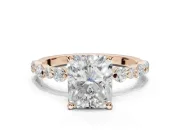 Radiant Cut Pavé Solitaire Engagement Ring Setting | Alternating Accents | Rose Gold