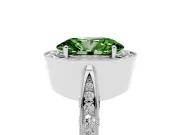Oval Milgrain Halo Engagement Ring Setting for a Fancy Green Lab-Grown Diamond | Side Stones | Sterling Silver