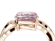 Asscher Cut Bypass Solitaire Engagement Ring Setting for a Fancy Pink Lab-Grown Diamond | Pavé Strands | Rose Gold
