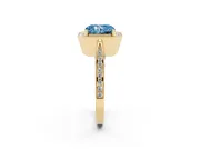 Radiant Cut Milgrain Halo Engagement Ring Setting for a Fancy Blue Lab-Grown Diamond | Side Stones | Yellow Gold
