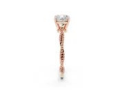 Cushion Cut Twisted Solitaire Engagement Ring Setting | Beaded Twist Band | Rose Gold