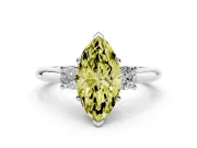 Marquise Three Stone Engagement Ring Setting for a Fancy Yellow Lab-Grown Diamond | Round Side Stones | Platinum