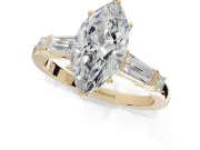 Marquise Tapered Baguette Engagement Ring Setting | Bar Set Sides | Yellow Gold