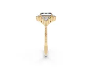 Asscher Cut Vintage Cluster Engagement Ring Setting for a Black Center | Beaded Edges | Yellow Gold