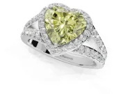 Heart-Shaped Halo Pavé Engagement Ring Setting for a Fancy Yellow Lab-Grown Diamond | Narrow Split Shank | Platinum