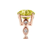 Round Milgrain Solitaire Engagement Ring Setting for a Fancy Yellow Lab-Grown Diamond | Rose Gold