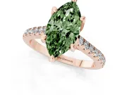 Marquise Hidden Halo Pave Engagement Ring Setting for a Fancy Green Lab-Grown Diamond | Claw Prongs | Rose Gold