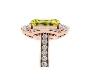 Emerald Cut Petal Tip Halo Engagement Ring Setting for a Fancy Yellow Lab-Grown Diamond | Pavé Band | Rose Gold