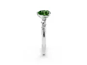 Fancy Green Heart Cut Diamond Cluster Solitaire Ring Set in Platinum with Prong Setting