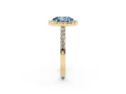 Oval Halo Engagement Ring Setting for a Fancy Blue Lab-Grown Diamond | Single Row Pavé Band | Yellow Gold