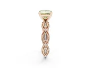 Princess Cut Vintage Engagement Ring Setting for a Fancy Yellow Lab-Grown Diamond | Graduated Stations | Rose Gold