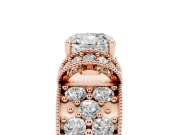 Cushion Cut Vintage Milgrain Pave Engagement Ring Setting | Crescent Side Rows | Rose Gold