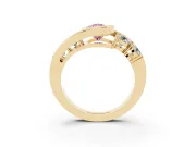 Pear-Shaped Bezel Bypass Engagement Ring Setting for a Fancy Pink Lab-Grown Diamond | Yellow Gold