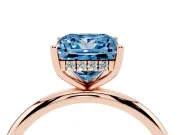 Princess Cut Micro-Prong Hidden Halo Engagement Ring Setting for a Fancy Blue Lab-Grown Diamond | Plain Band | Rose Gold