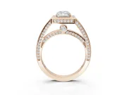 Radiant Cut Sectioned Halo Engagement Ring Setting | Pavé Gallery and Band | Rose Gold