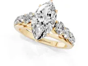 Marquise Graduated Side Stone Engagement Ring Setting | Flat Top Band | Yellow Gold