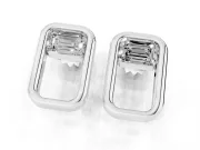 Emerald Cut Lab-Grown Diamond East-West Open Frame Stud Earrings | Polished Frame | Platinum