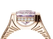 Princess Cut Vintage Cathedral Engagement Ring Setting for a Fancy Pink Lab-Grown Diamond | Carved Band | Rose Gold