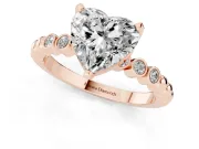 Heart-Shaped Beaded Solitaire Engagement Ring Setting | Bezel Accents | Rose Gold