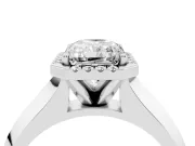 Radiant Cut Halo Engagement Ring Setting | Knife-Edge Band | White Gold