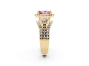 Oval Halo Split Shank Engagement Ring Setting for a Fancy Pink Lab-Grown Diamond | Round Side Stones | Yellow Gold
