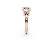 Emerald Cut Diamond Floral Cluster Ring Set in Rose gold with Marquise Petals and Prong Setting