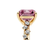 Asscher Cut Graduated Engagement Ring Setting for a Fancy Pink Lab-Grown Diamond | Yellow Gold