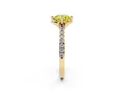 Round Floral Engagement Ring Setting for a Fancy Yellow Lab-Grown Diamond | Pavé Band | Yellow Gold