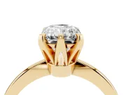 Radiant Cut Diamond Solitaire Engagement Ring Set in Yellow gold with Slim Tapered Solitaire Band