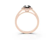 Fancy Black Oval Cut Diamond Halo Ring Set in Rose gold with Solitaire Band and Prong Setting