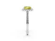 Fancy Yellow Princess Cut Diamond Halo Pavé Engagement Ring Set in Silver with Prong Setting