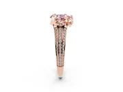 Fancy Pink Pear Cut Diamond Pavé Split Shank Solitaire Ring Set in Rose gold with Prong Setting