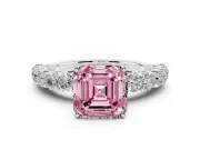 Asscher Cut Shared Prong Engagement Ring Setting for a Fancy Pink Lab-Grown Diamond | Platinum