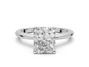 Radiant Cut Solitaire Engagement Ring Setting | Tapered Plain Band | White Gold