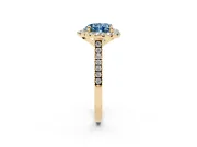 Heart-Shaped Halo Engagement Ring Setting for a Fancy Blue Lab-Grown Diamond | Tapered Band | Yellow Gold