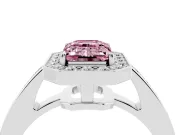 Emerald Cut Framed Halo Engagement Ring Setting for a Fancy Pink Lab-Grown Diamond | White Gold