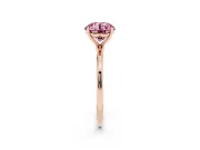 Fancy Pink Round Cut Diamond Solitaire Engagement Ring Set in Rose gold with Thin Band and Prong Setting