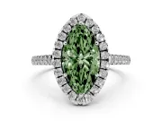 Marquise Raised Halo Engagement Ring Setting for a Fancy Green Lab-Grown Diamond | Platinum