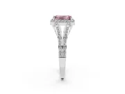 Emerald Cut Split Shank Halo Engagement Ring Setting for a Fancy Pink Lab-Grown Diamond | White Gold