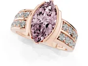 Marquise Half Bezel Engagement Ring Setting for a Fancy Pink Lab-Grown Diamond | Double Row Channel Band | Rose Gold