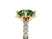 Round Floral Engagement Ring Setting for a Fancy Green Lab-Grown Diamond | Pavé Band | Yellow Gold