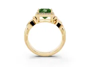 Princess Cut Floral Halo Engagement Ring Setting for a Fancy Green Lab-Grown Diamond | Yellow Gold