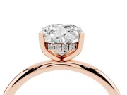 Cushion Cut Diamond Solitaire Engagement Ring Set in Rose gold with Prong Setting and Polished Band
